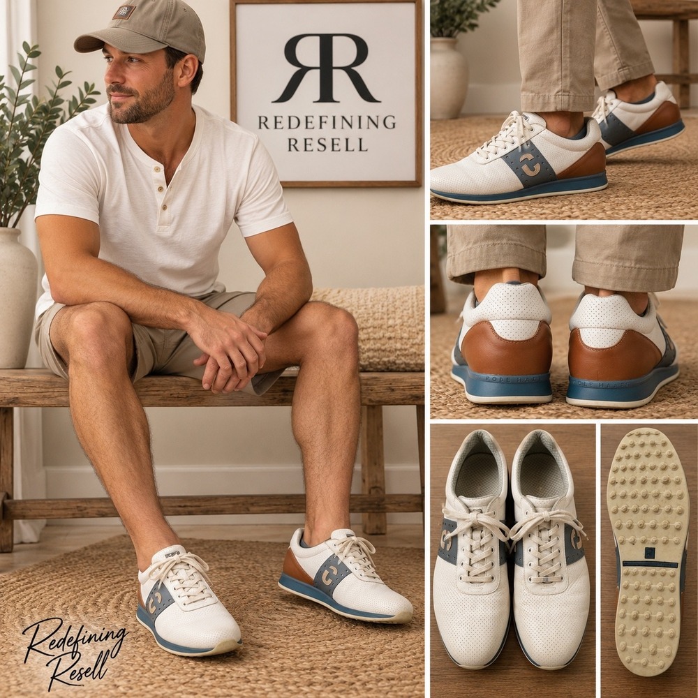 Duca del Cosma Mens White Leather Spikeless Golf Shoes Size US 10 PO:381